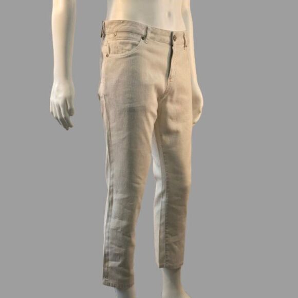 PT Torino Soul Denim RLZ Stone Beige Crop Jeans Linen Blend Sz 31 (32 x 26) - Picture 1 of 13